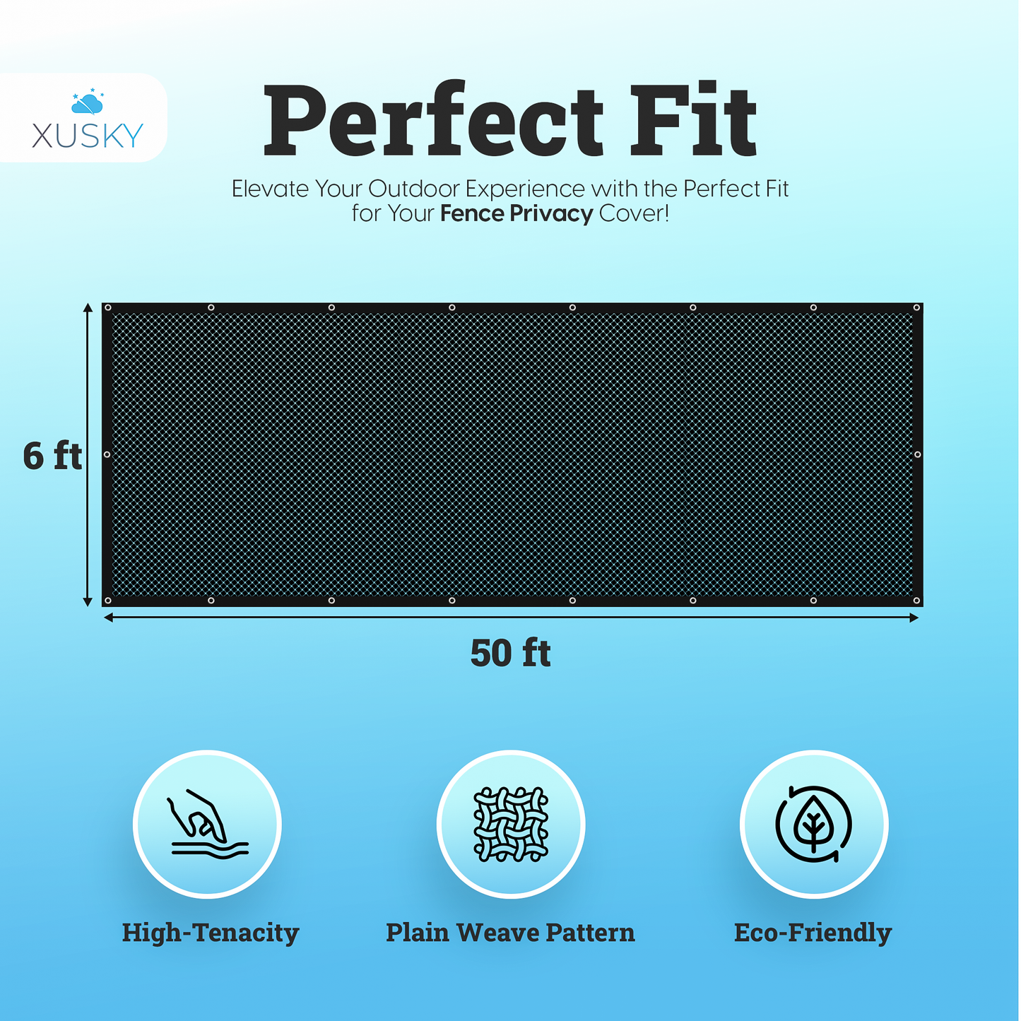 XUSKY 6ft x 50ft Privacy Fence PVC-Coated  for Chain Link, Garden, Patio - Mesh Screen Fence (Green)