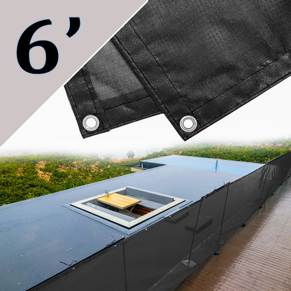 black fence tarp XUSKY 6ft x 50ft Vinyl Coated Privacy Fence Screen (Black)